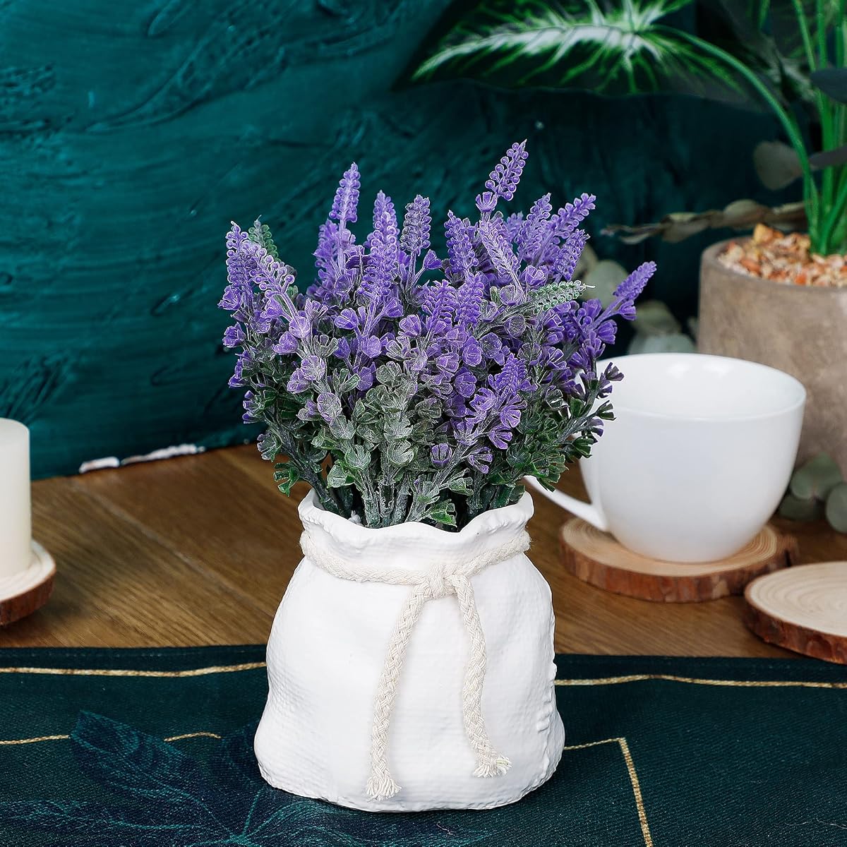 winemana Artificial Lavender Plant in Pot, 7.8" x 4" x 4" Purple Fake Flowers Table Décor for Bedroom Office Home Rustic Indoor Decoration (Light Purple) - imagem de detalhe 5
