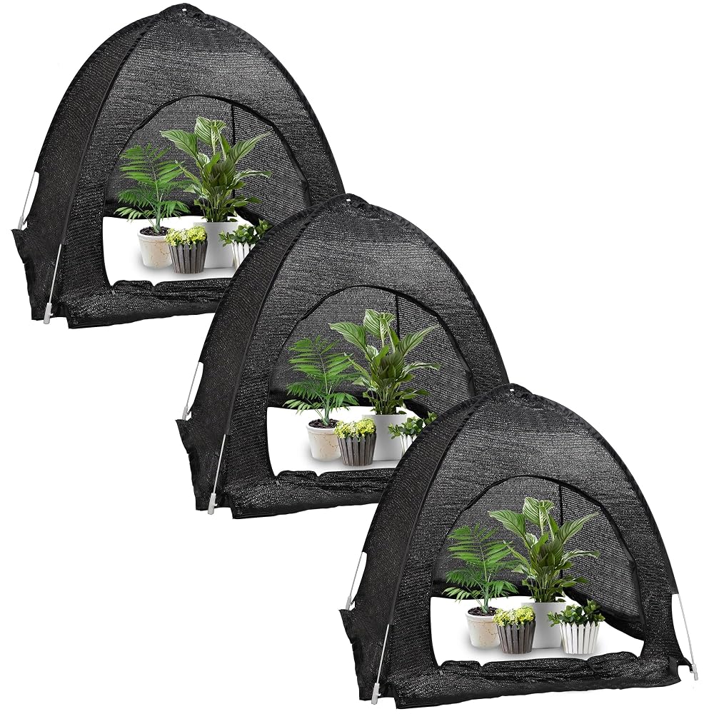 winemana 3 Pcs 70% Garden Plant Shade Tent, 33.5"x35.5"x31.5" UV Resistant Pop Up Sun Shade Netting, Protective Plants Cover for Outdoor Vegetable Fruit, Easy Setup Net to Keep Animals & Insects Out