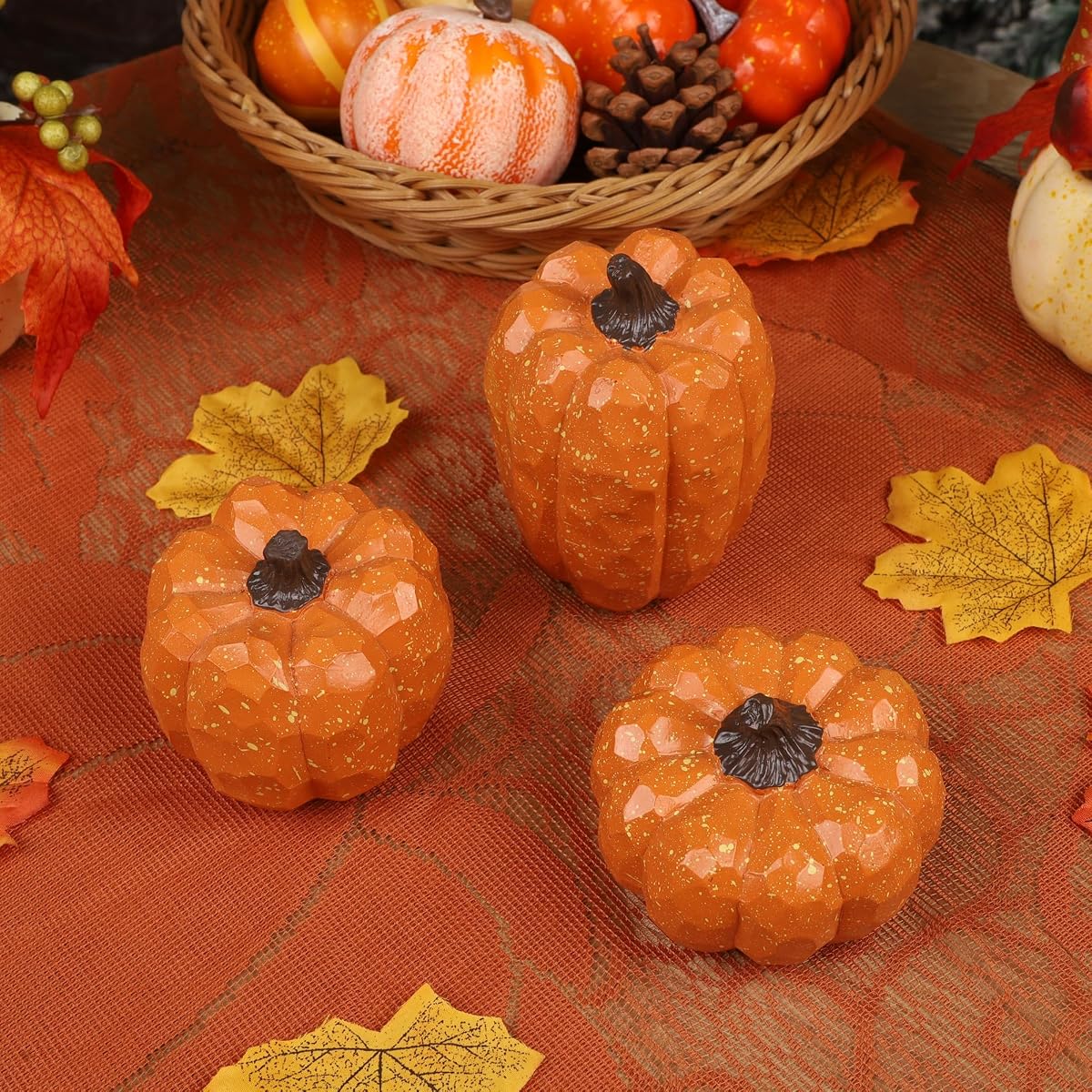 winemana Pumpkins Fall Decor Set of 3, Orange - detail image 6